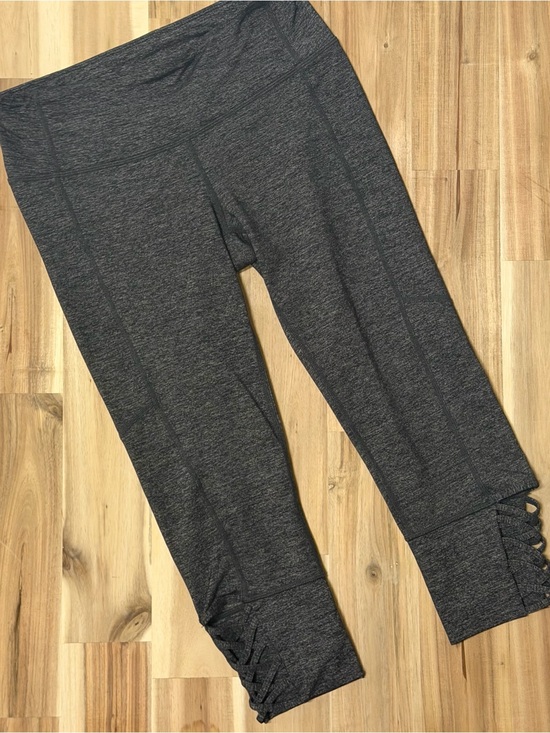 Athleta Pants - Athleta Dark Charcoal Gray Performance Leggings with Lattice Cuff